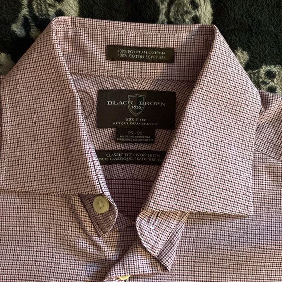 NEW WITH TAGS! Black Brown 1826 Classic Fit Men’s dress shirt - Picture 5 of 5